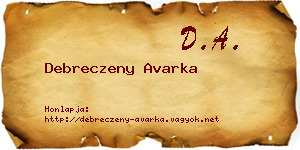 Debreczeny Avarka névjegykártya